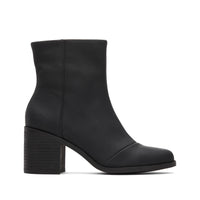 Evelyn Heeled Boot Leather Black - Side View