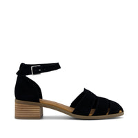 Jaclyn Fisherman Heel Black Kid Suede - Side View