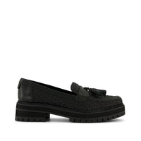 Cara Tassel Loafer Black Leather Basketweave - Side View
